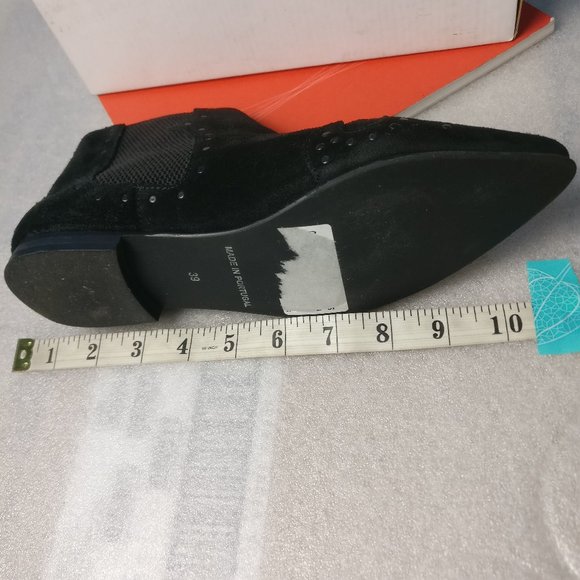 ivylee Copenhagen Suede Low heel Western studded ankle boot 39/8us BLACK - Picture 9 of 12